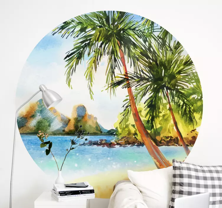 Watercolor palms tree wall decal - TenStickers