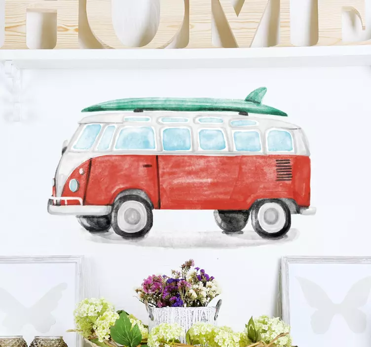 Watercolour VW Surf Van Sticker - TenStickers