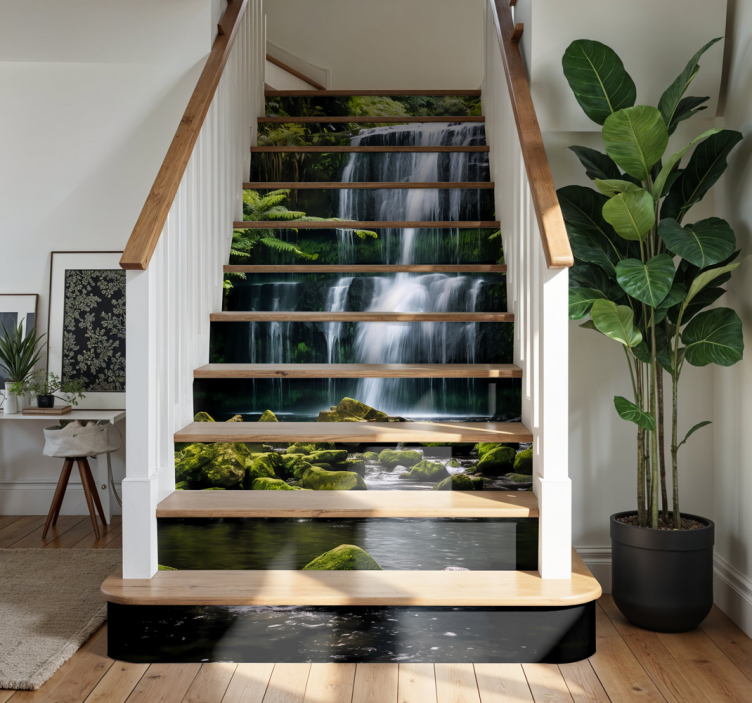 Waterfall stones stair riser sticker - TenStickers