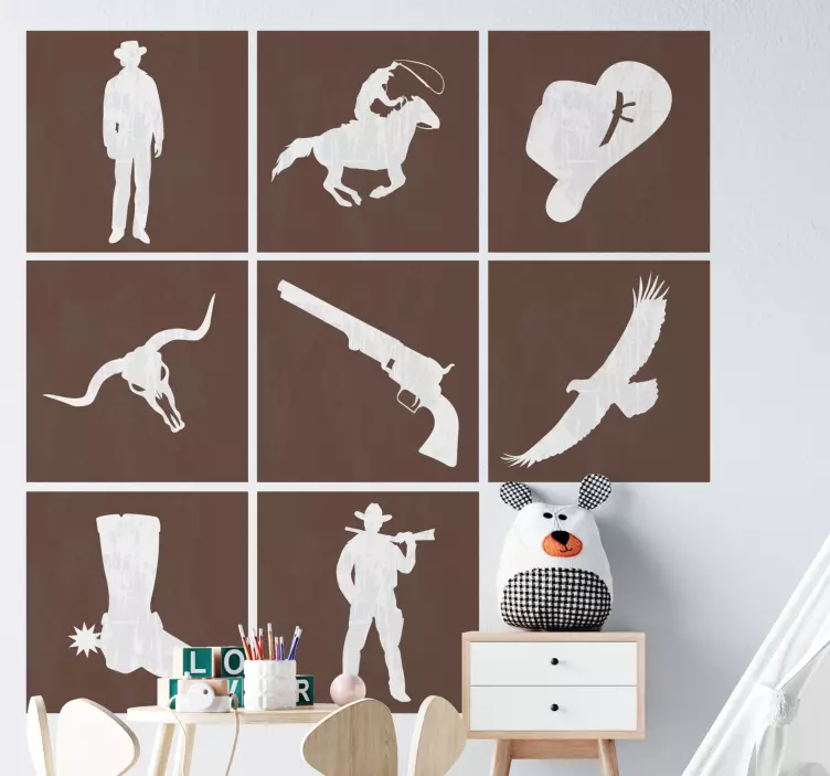 Western themed silhouettes location sticker - TenStickers
