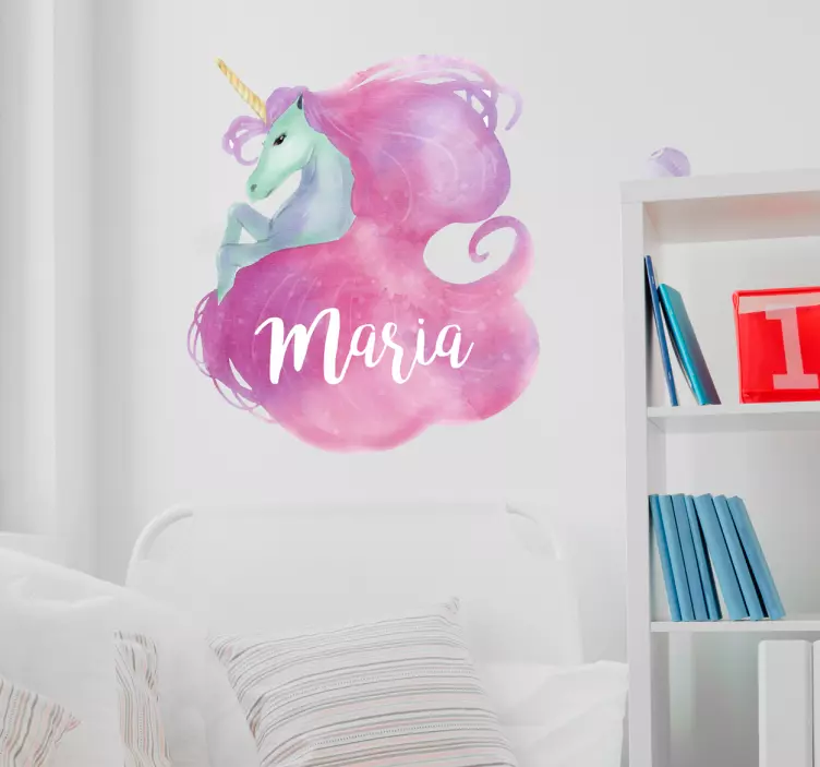 Whimsical Unicorn Illustration kid's sticker - TenStickers