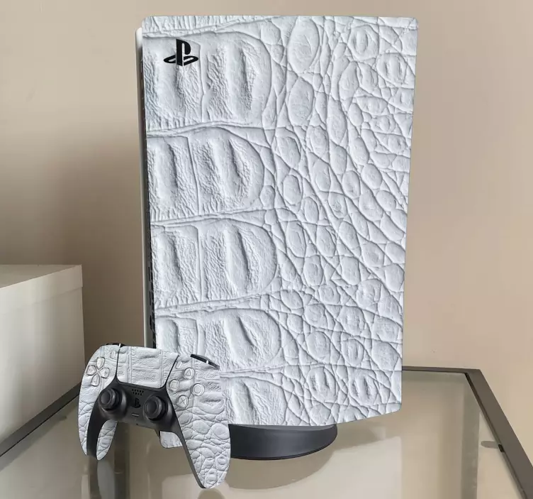 White alligator leather PS5 sticker - TenStickers