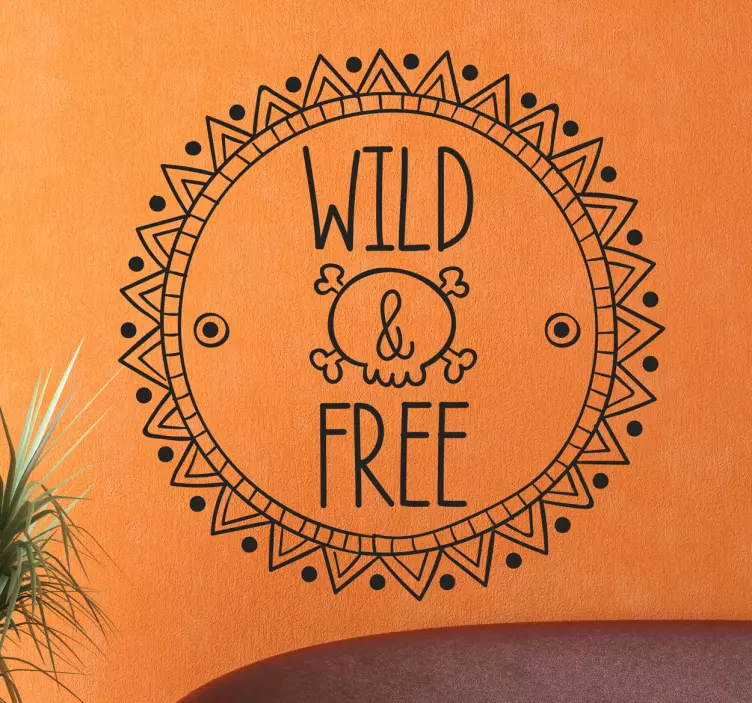 Wild and Free Skull and Crossbones Sticker - TenStickers