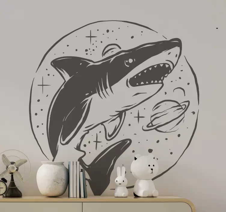 Wild animal sticker shark in space - TenStickers