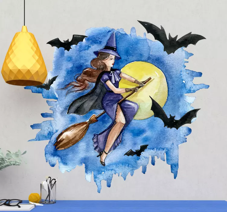 Witch watercolor illustration halloween sticker - TenStickers