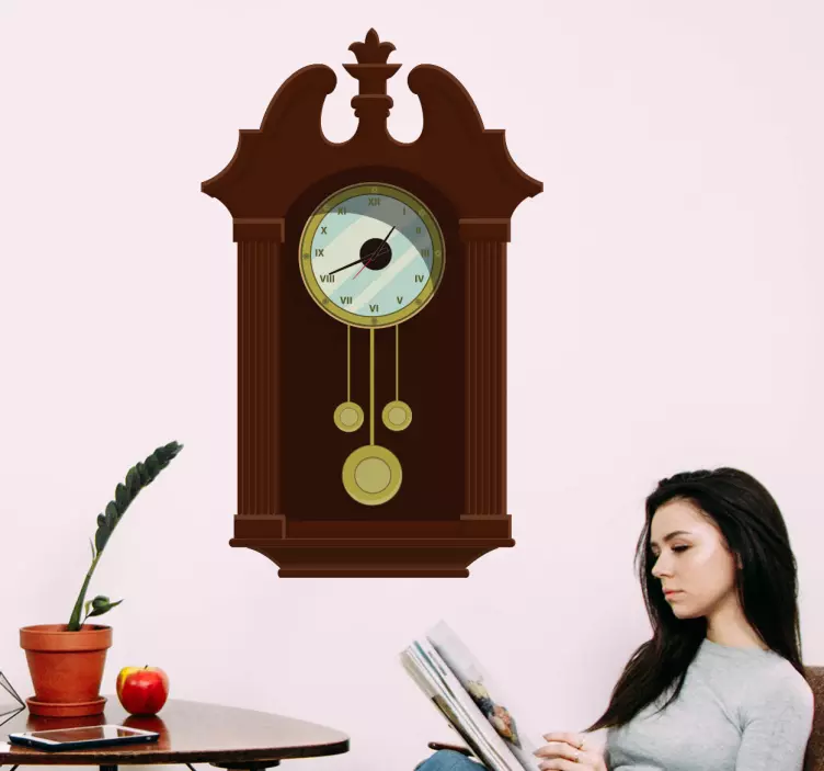 Wooden Clock Wall Sticker - TenStickers