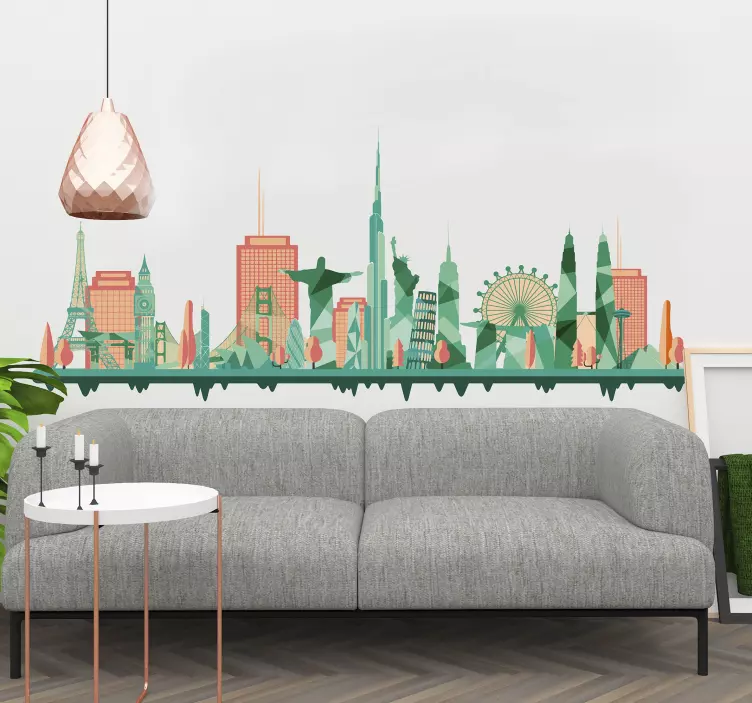 World Landmarks Skyline Sticker - TenStickers