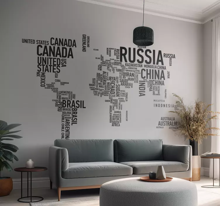 World Map Text Sticker - TenStickers