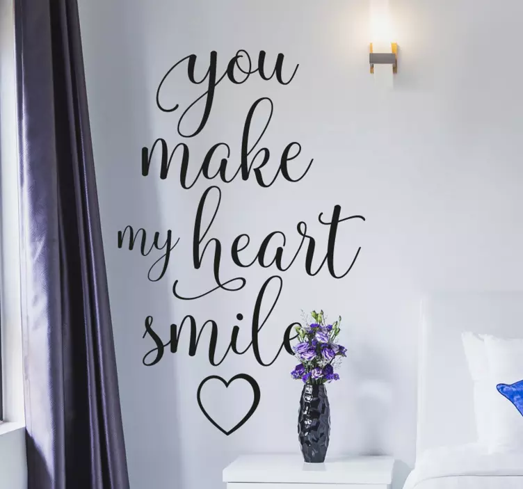 You make my heart smile text wall sticker - TenStickers