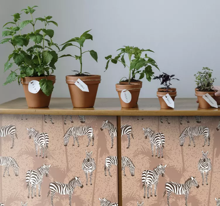 Zebra and palms brown furniture sticker - TenStickers