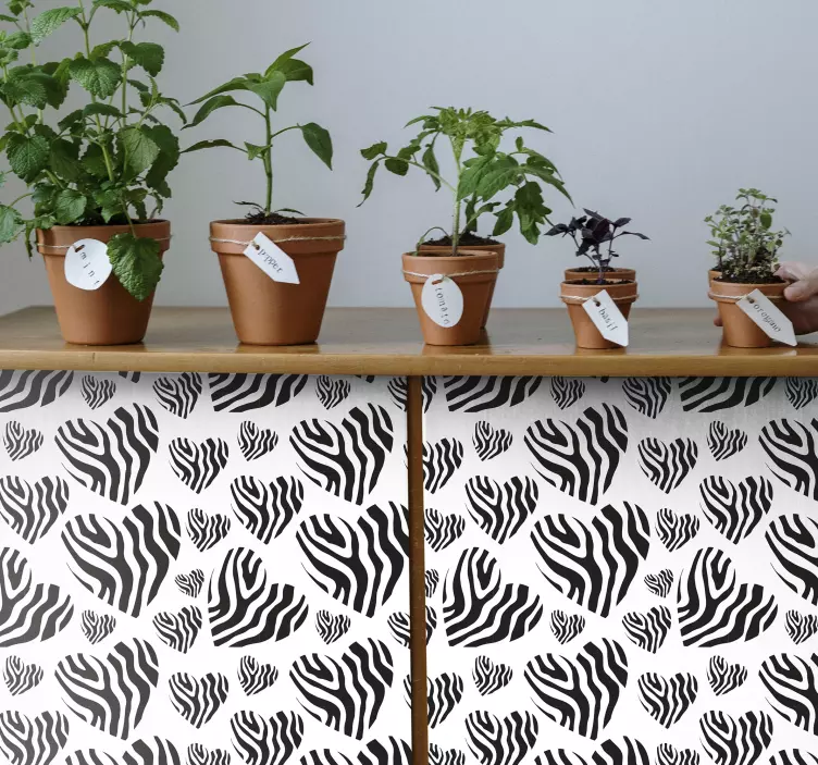Zebra animal print heart furniture decal - TenStickers
