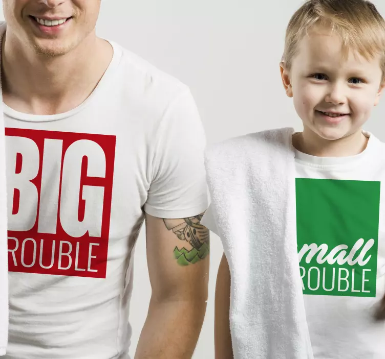 Big/little trouble Mother daughter shirt - TenStickers