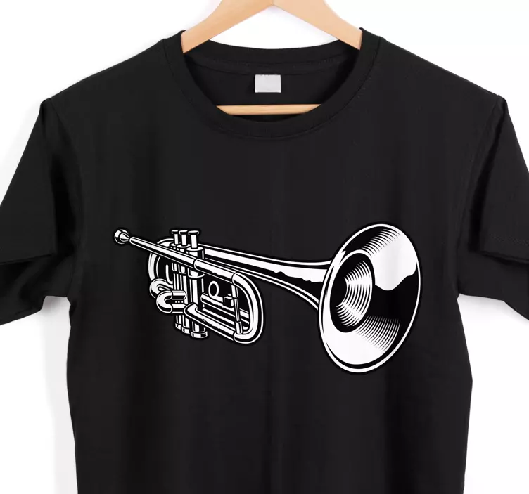 Black and white trumpet illustration t-shirt - TenStickers