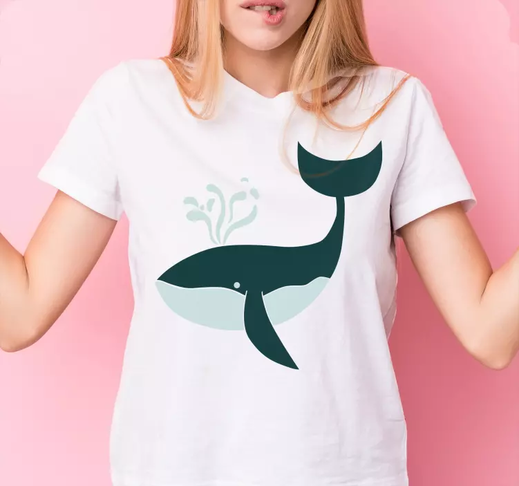 Blue cartoon whale custom t-shirt - TenStickers