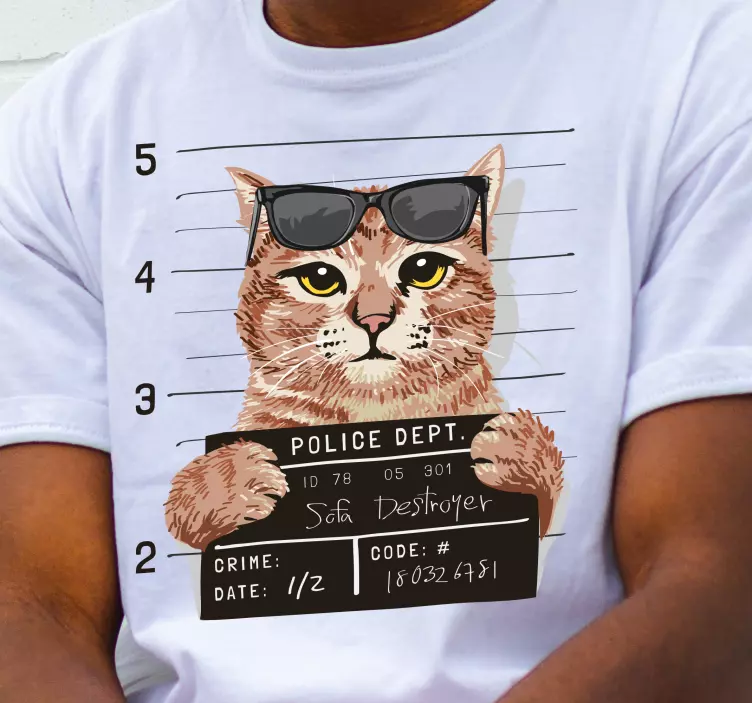 Cool cat wanted custom t-shirt - TenStickers