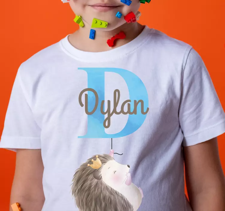 Cute animals hedgehog with name Baby shirt - TenStickers