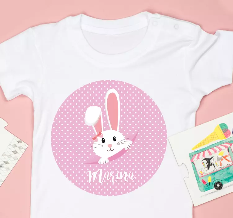 Cute bunny for girl with name Baby shirt - TenStickers