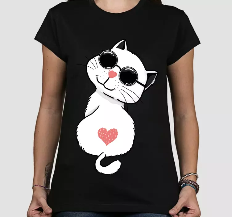 Cute cat cartoon custom t-shirt - TenStickers