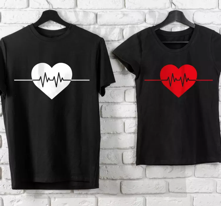 Heartbeat modern motif Couple t shirts - TenStickers