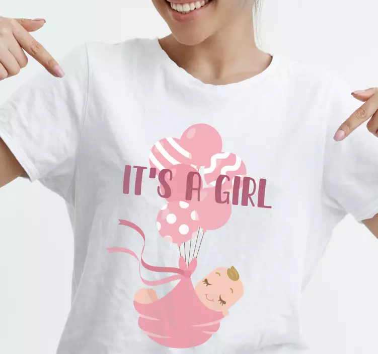 It's a girl baby shower pattern custom t-shirt - TenStickers