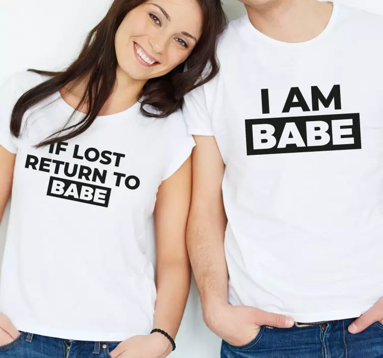 Matching couple return to babe Couple t shirts - TenStickers