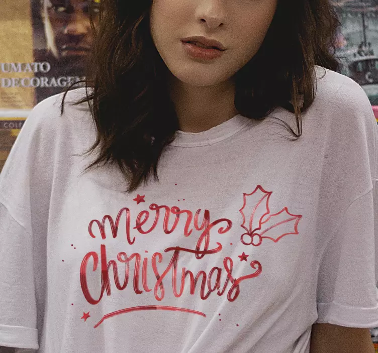 Merry Christmas in red Christmas shirt - TenStickers