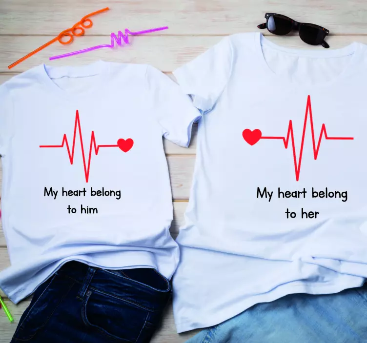 My heart cute Couple t shirts - TenStickers