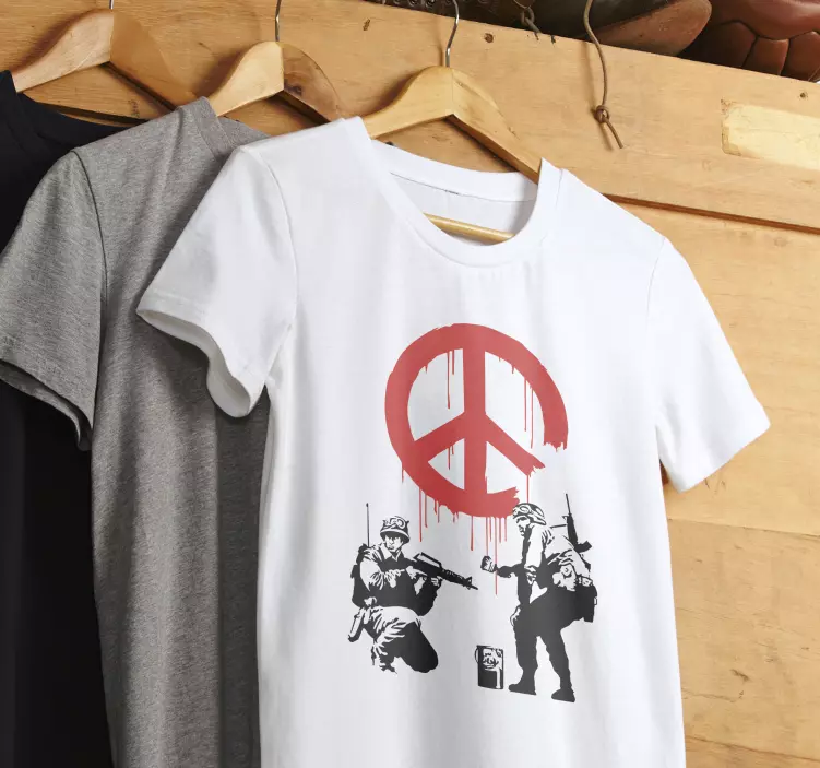 Peace sign Banksy custom t-shirt - TenStickers