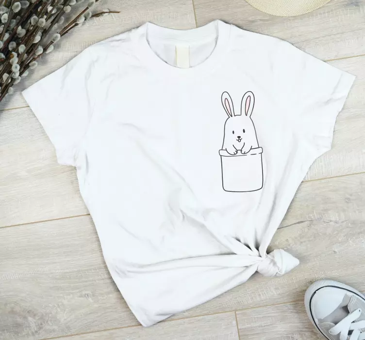 Peeking Bunny in Pocket custom t-shirt - TenStickers