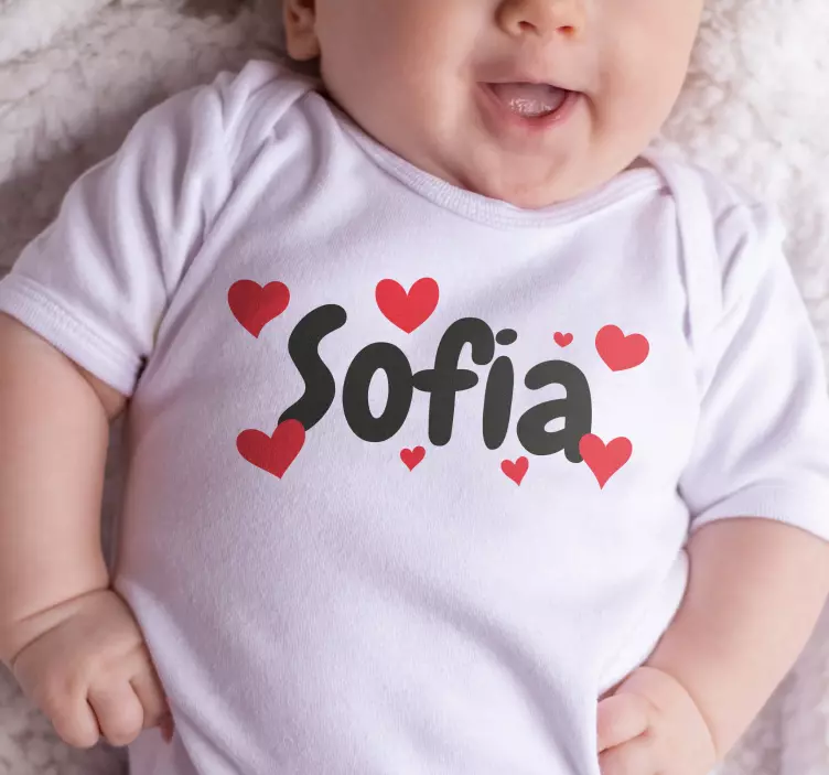 personalized name with hearts baby body shirt - TenStickers