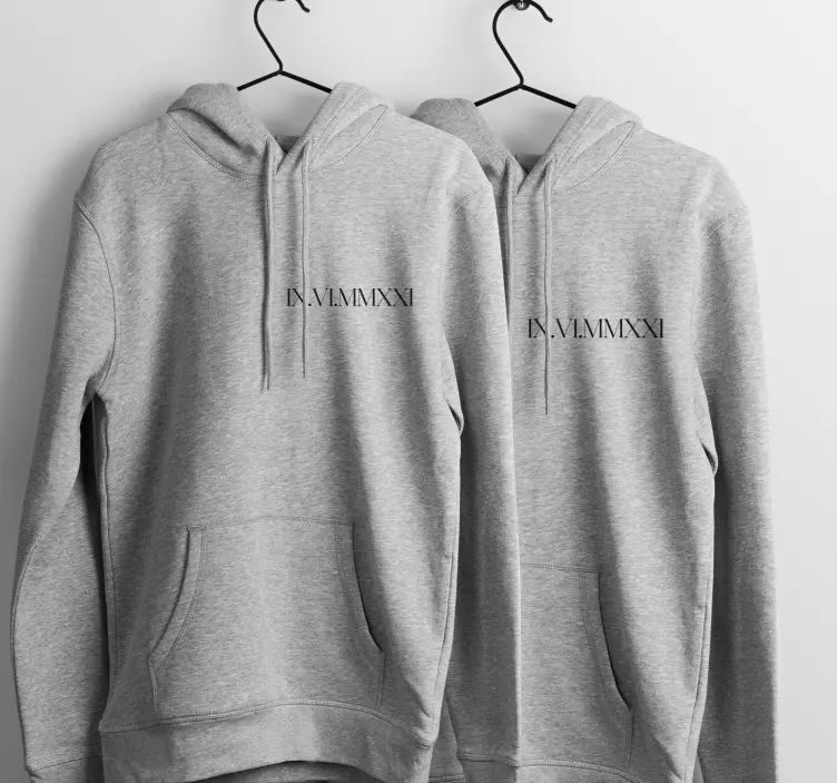 Roman numeral matching couple hoodies - TenStickers