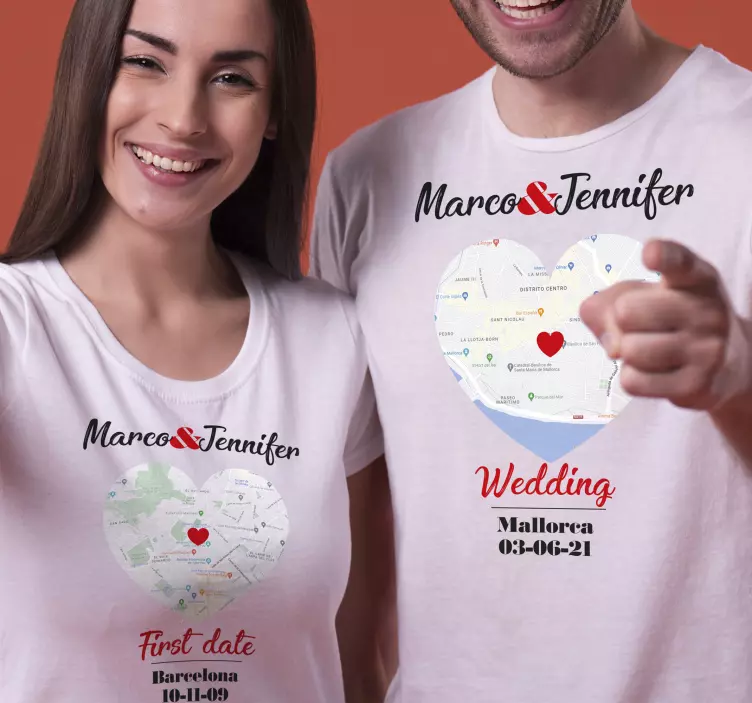 Special moments locations Couple t shirts - TenStickers
