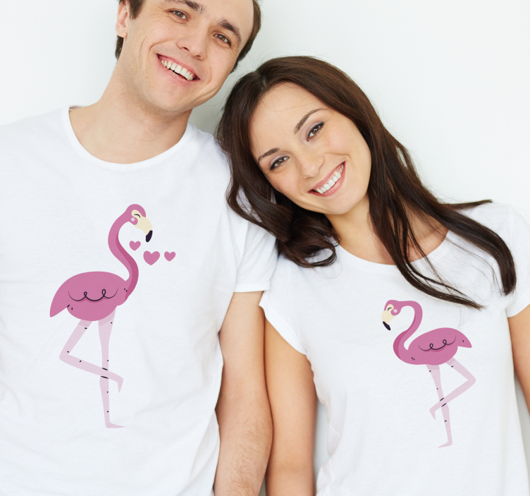 Two flamingos couple t-shirt - TenStickers