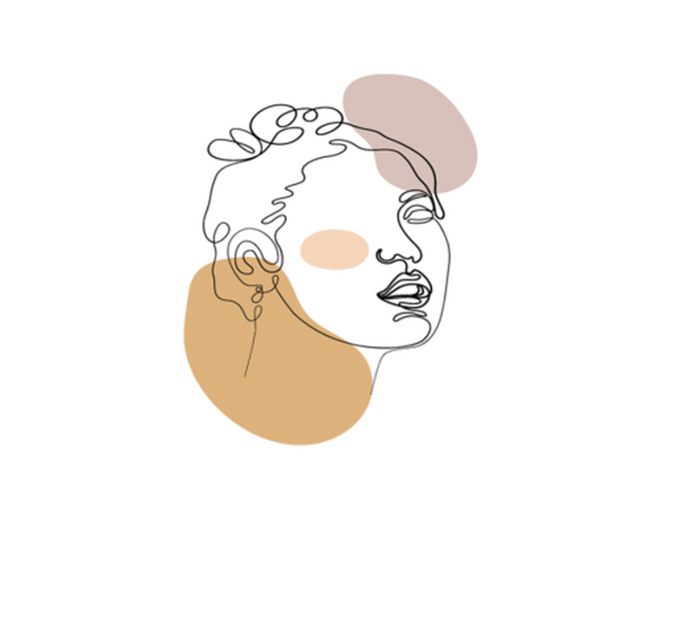 Abstract face and circles white vinyl rug - TenStickers