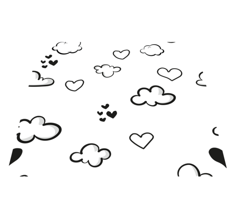 Clouds and hearts white vinyl rug - TenStickers