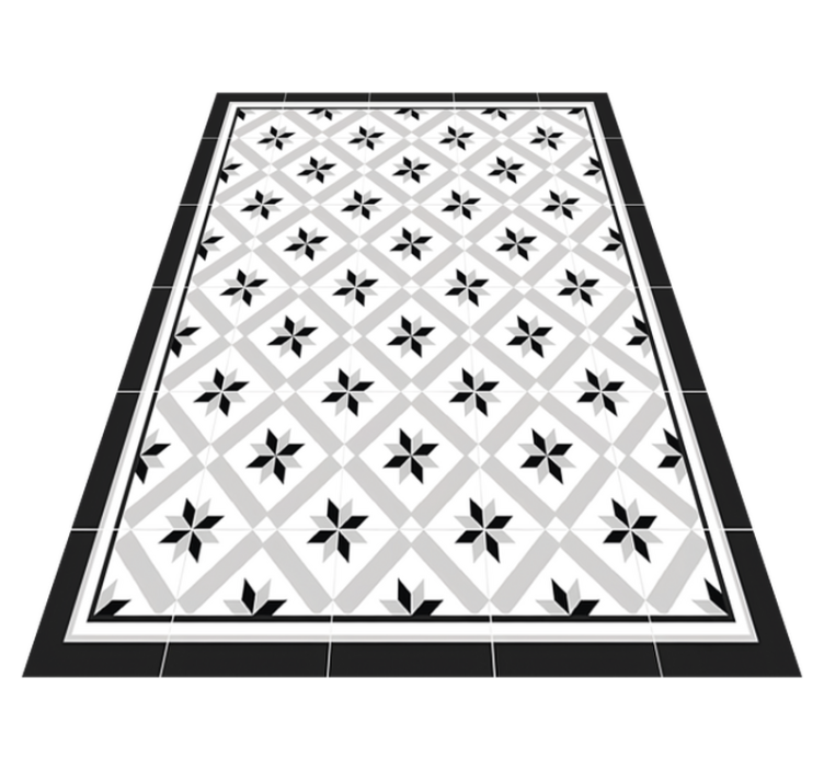 Hydraulic Black kitchen vinyl rug - TenStickers