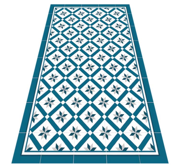 Hydraulic Blue kitchen vinyl rug - TenStickers