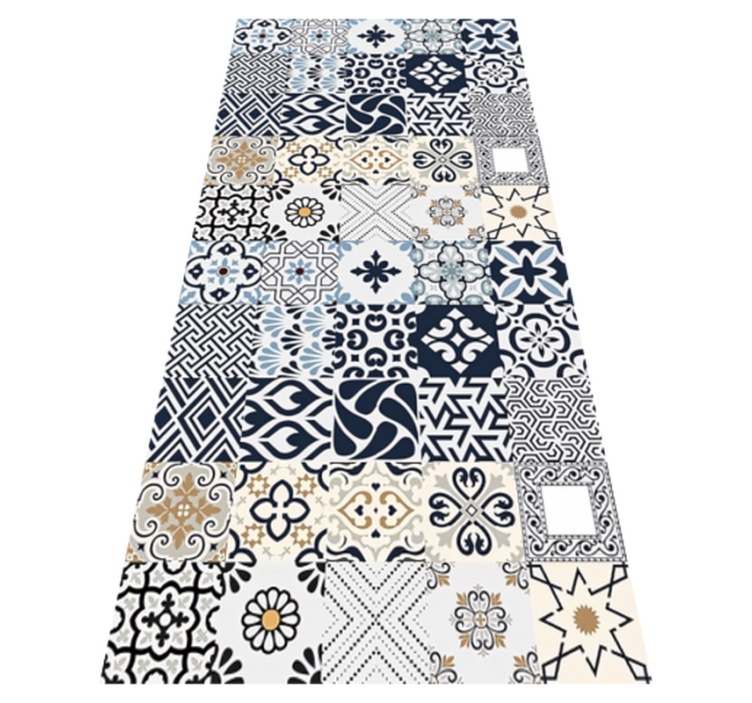 Blue Tiles kitchen vinyl rug - TenStickers