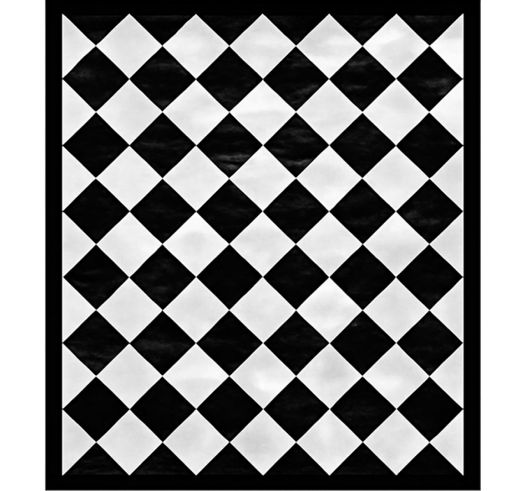 Diagonal black squares square vinyl rug - TenStickers