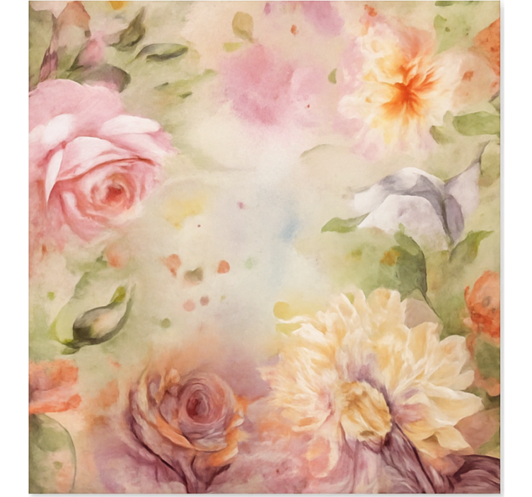 Pink floral roses living room vinyl rug - TenStickers