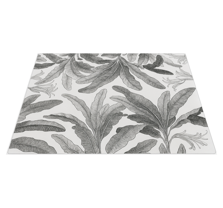 Kitchen vinyl rug graceful grey palms - TenStickers