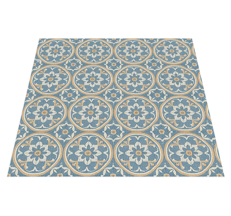 Living room vinyl rug in azulejo style - TenStickers