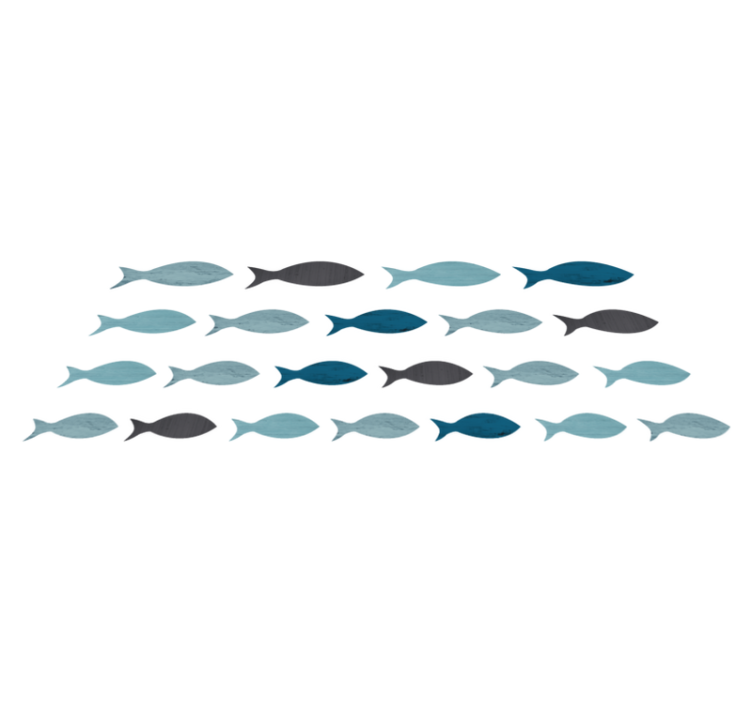 Animal vinyl rug with blue fish silhouettes - TenStickers