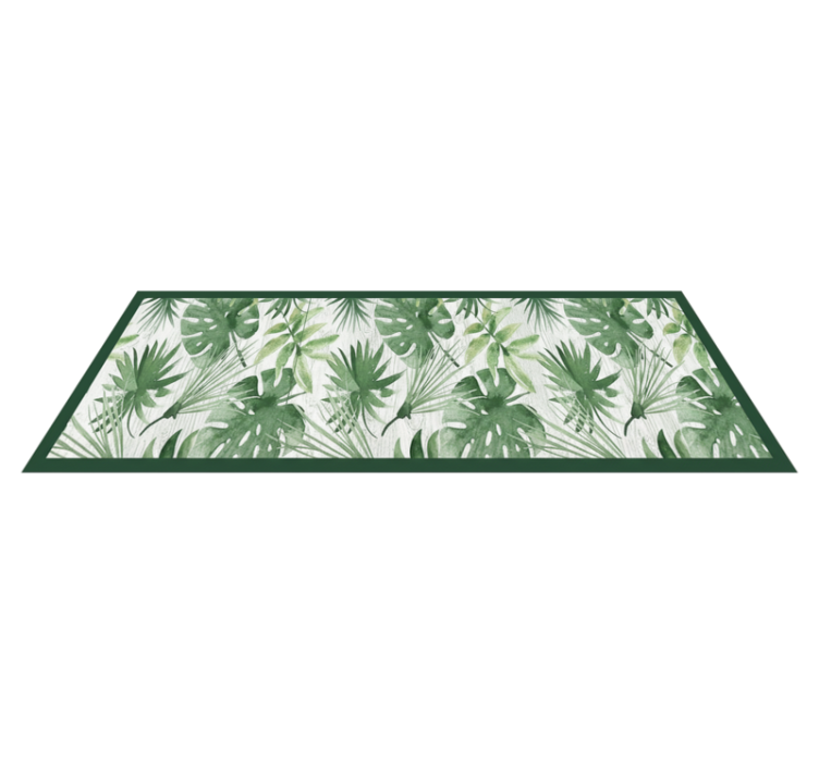Kitchen vinyl rug watercolor tropical leaves design - TenStickers