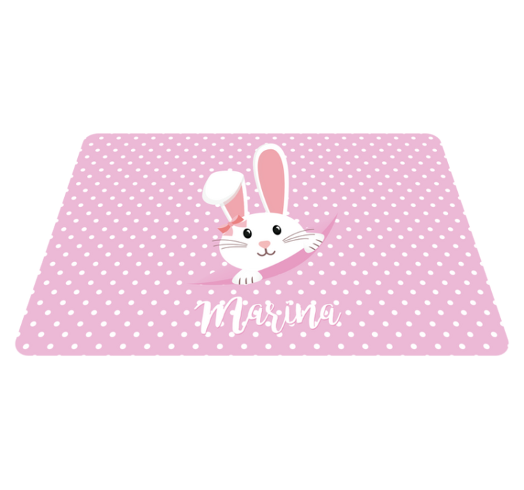 Cute bunny rug for girl with name animal vinyl rug - TenStickers