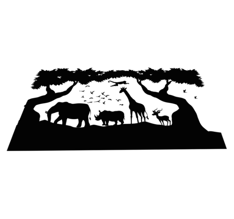 Animal vinyl rug black and white savannah design - TenStickers