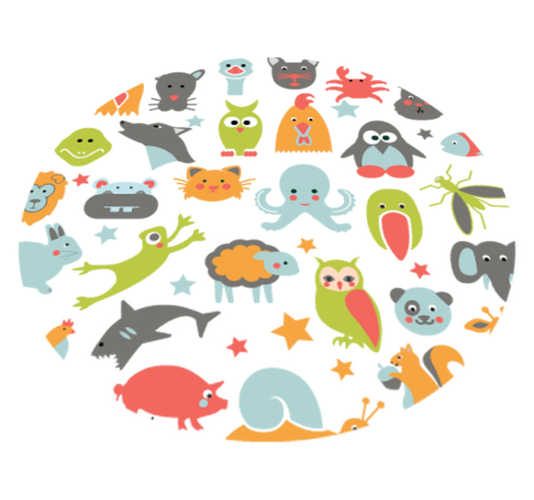 Animal vinyl rug animals in a circle - TenStickers