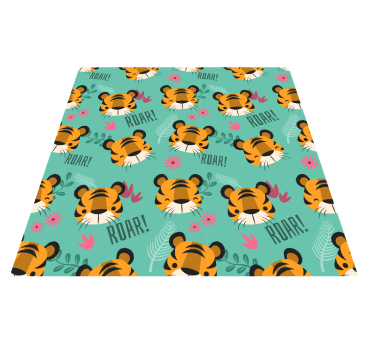 Baby tigers roaring animal vinyl rug - TenStickers