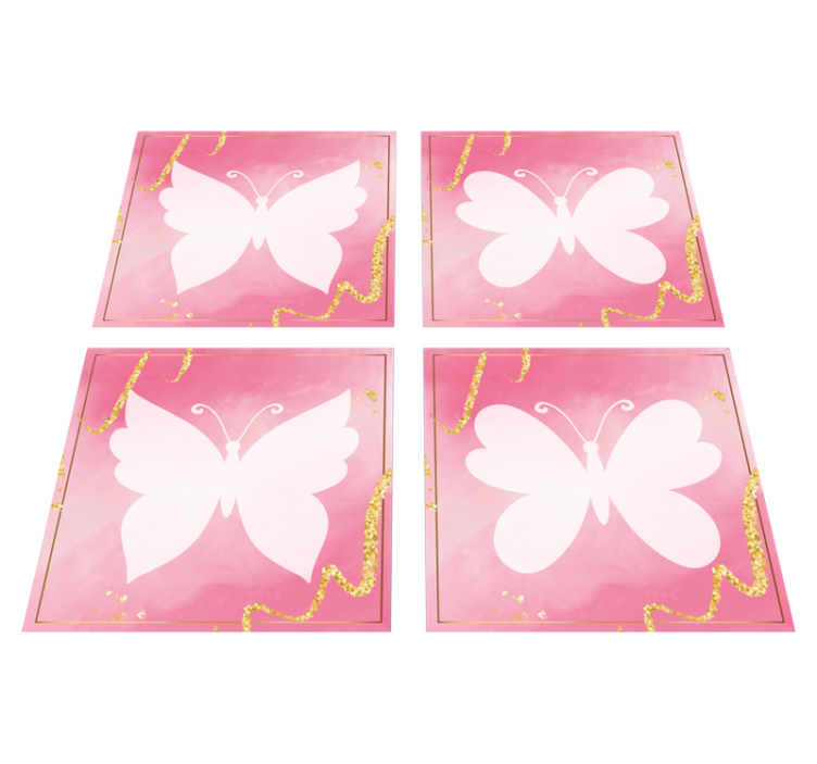 Animal vinyl rug with pink butterfly tiles - TenStickers