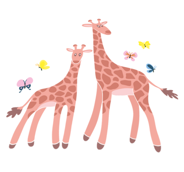 Animal vinyl rug parent and child butterfly giraffe - TenStickers